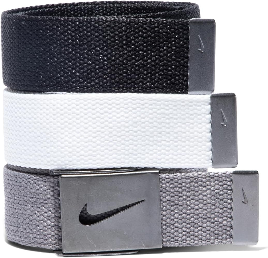 Nike Men's Standard 3 Pack Golf Web Belt, White/gray/black, One Size | Amazon (US)