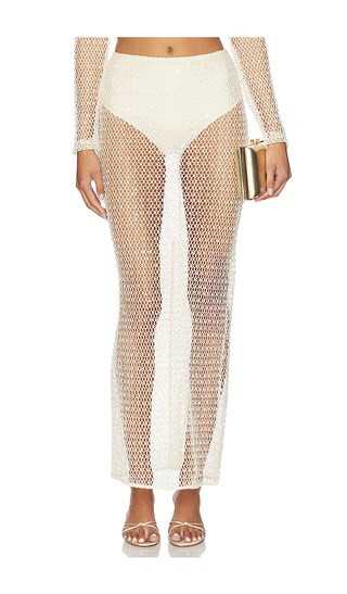 PatBO Crochet Bloom Skirt in Beige. - size 0 | Revolve Clothing (Global)