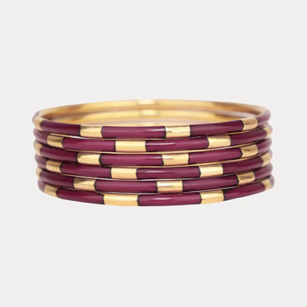 Maroon Veda Bangles - Set of 6 | BuDhaGirl
