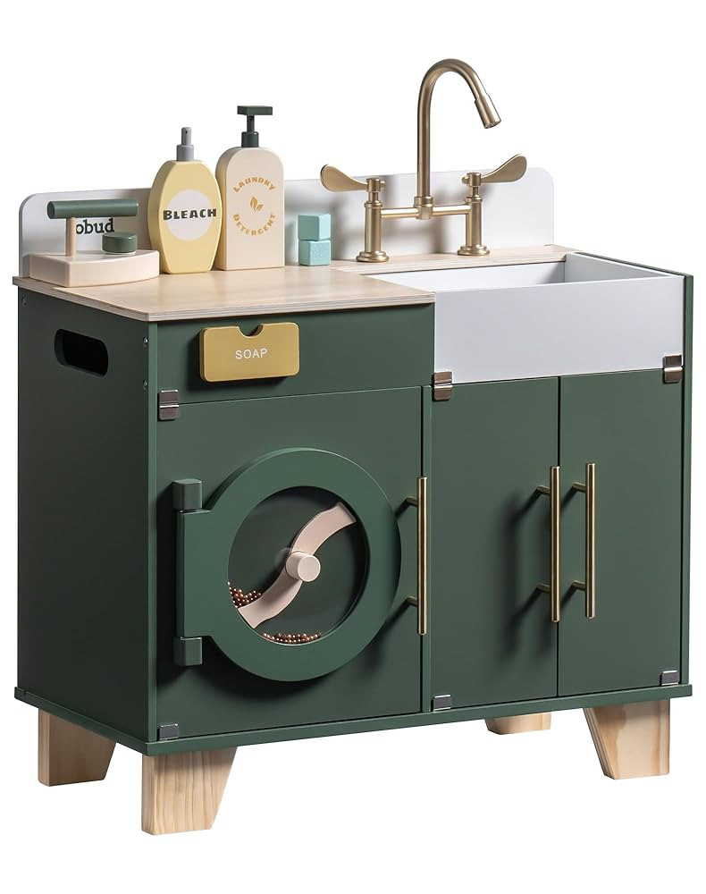 ROBUD Kids Play Kitchen - Wooden Multi-Function Washing Machine for Kids Kitchen Playset - Preten... | Amazon (US)