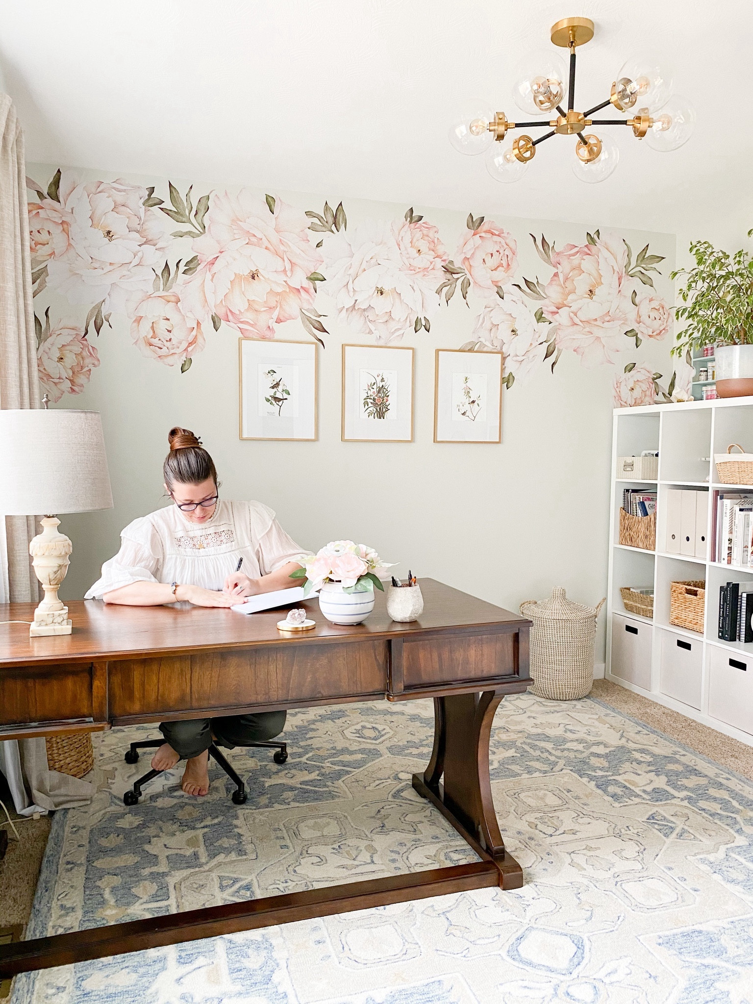 My favorite blue wool rug is on sale! I have the blue ivory color  I used it in my office 4 years ago and then my daughter’s bedroom when we moved and now it’s in my loft in my new house! It’s the rug that’s lasted the longest! 

Peony vinyl wall decal wallpaper, green paint, gold frames, grandmillenial, traditional, ceiling light fixture, sea grass basket, storage shelving organization  

#LTKsalealert #LTKhome