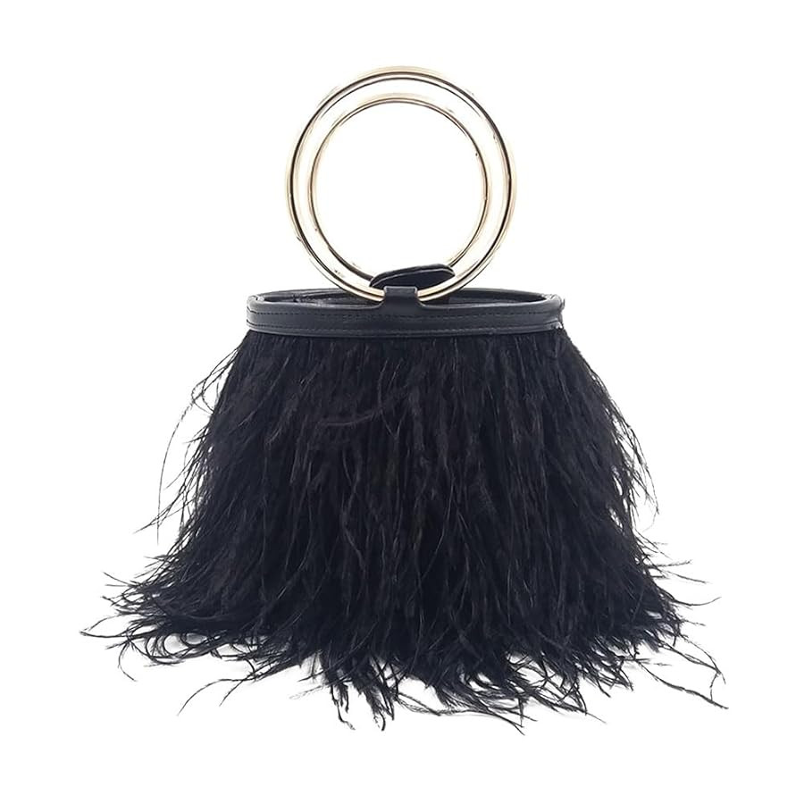 Women Ostrich Fluffy Tote Bag Feather Purse Crossbody Bag Shoulder Bag Evening Clutch Bride Purse... | Amazon (CA)