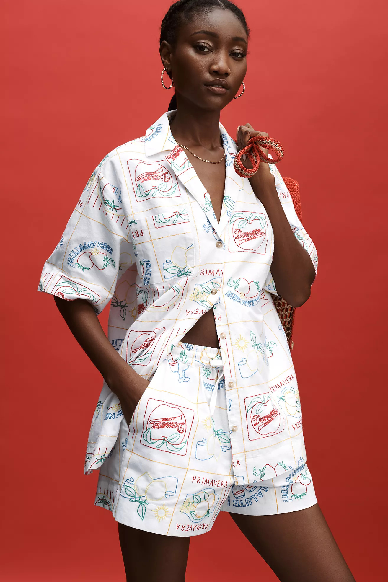 Damson Madder Buon Appetito Embroidered Shirt | Anthropologie (US)