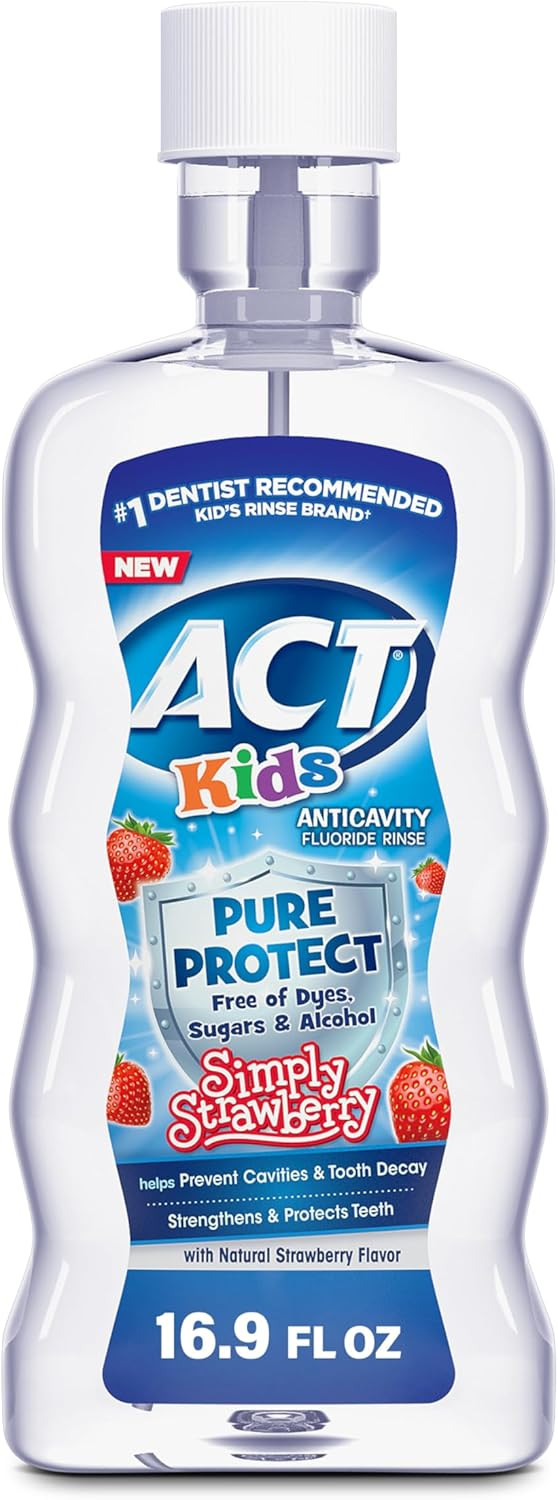 ACT Kids Pure Protect Anticavity Mouthwash, Simply Strawberry, 16.9 fl. oz. | Amazon (US)