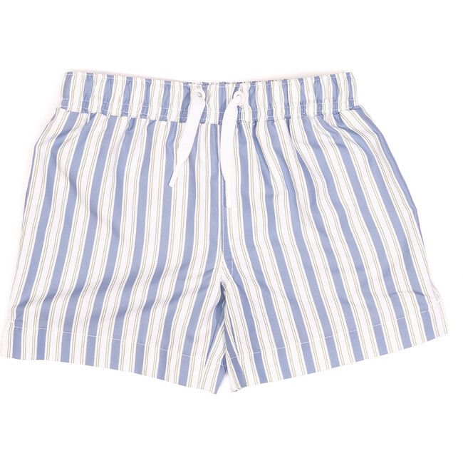 Mini Major Boys Swim Trunk, Blue Mist Stripe | Maisonette