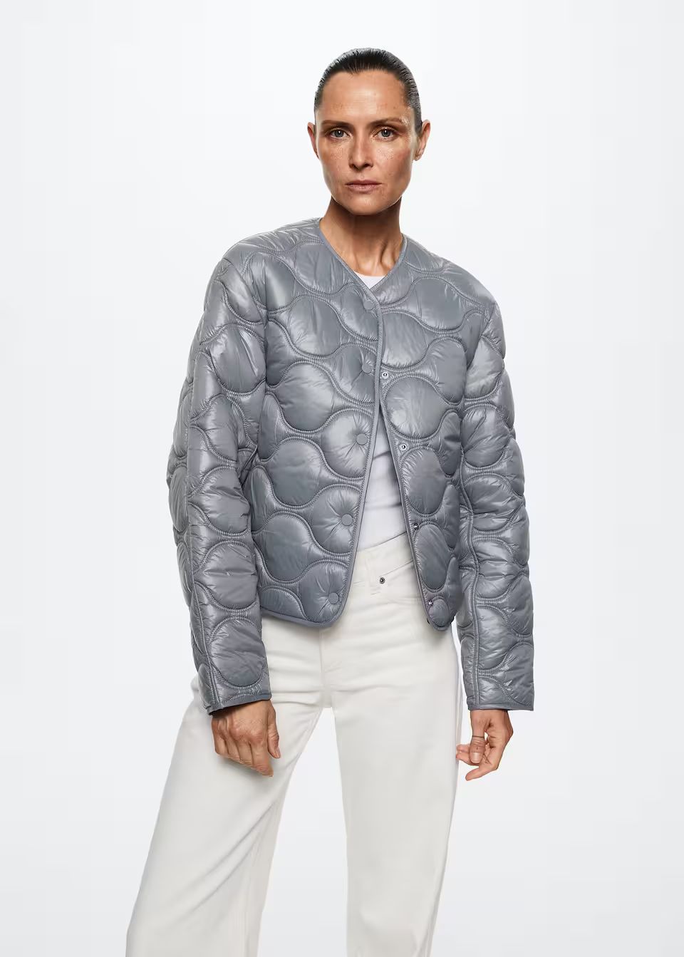 Ultralight button down jacket -  Women | Mango USA | MANGO (US)