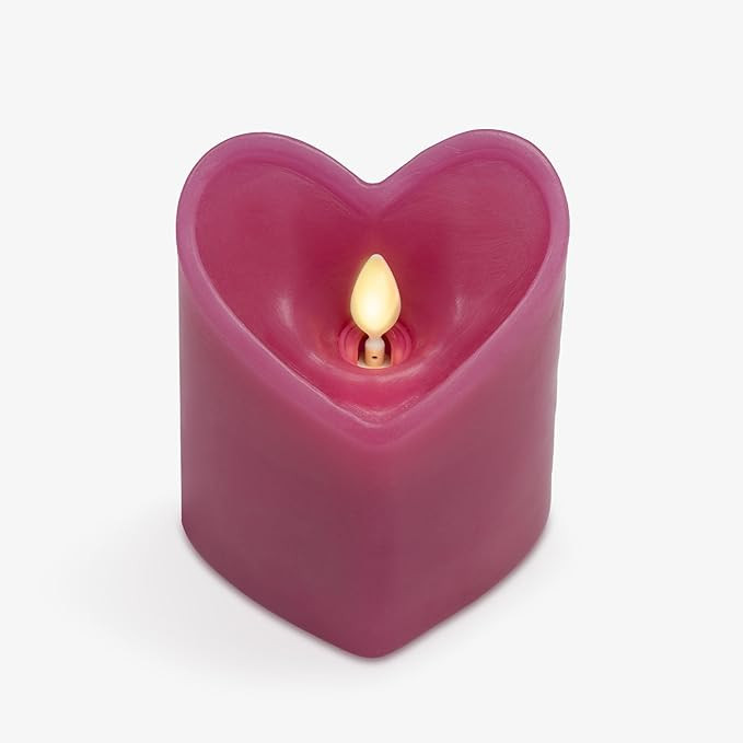 Luminara Raspberry Sorbet Flameless Candle Heart Shaped LED Pillar - 3.5" x 4.5" Valentine's Day ... | Amazon (US)