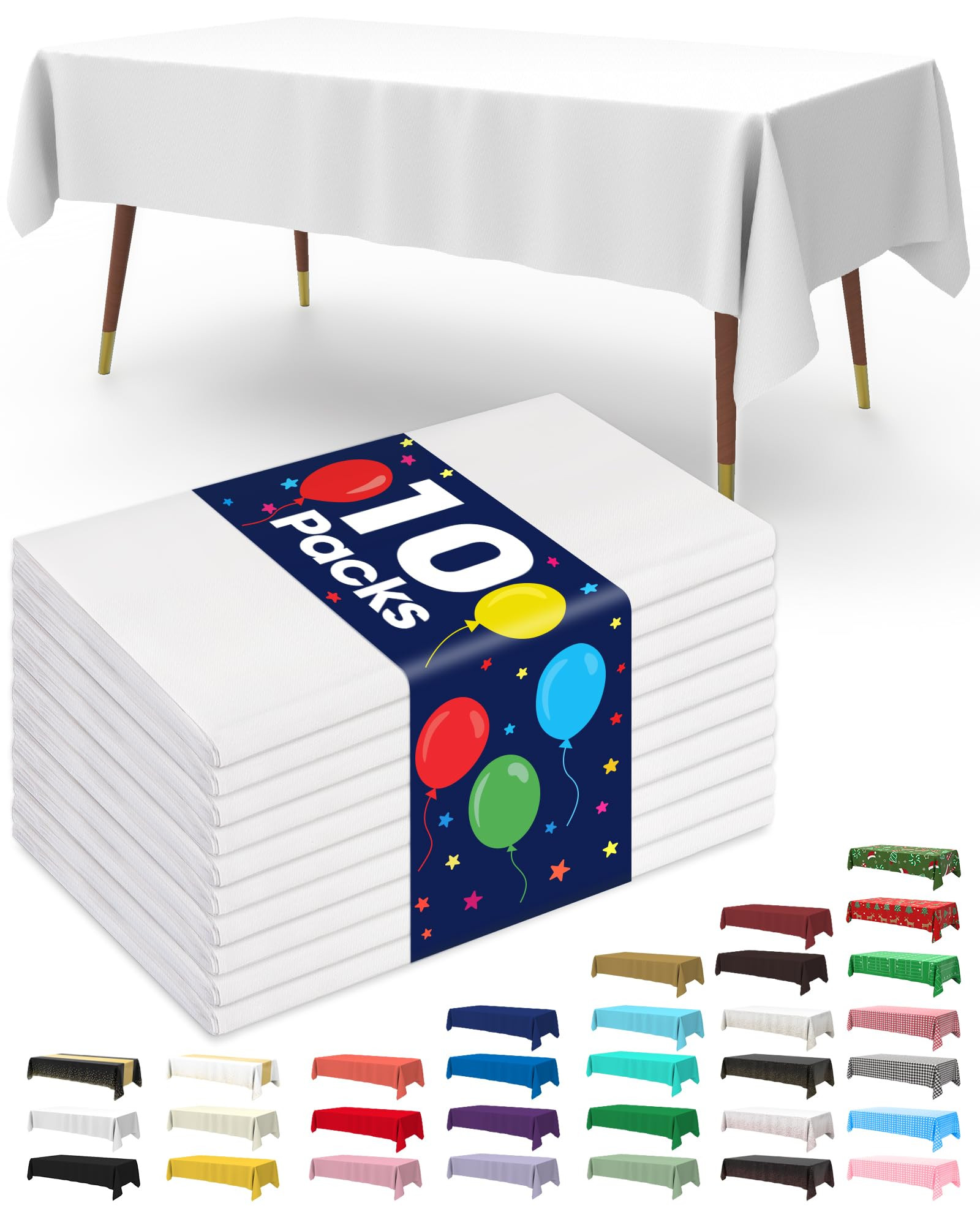 Pureegg Plastic Table Cloth Disposable 10 Pack, 52 x 70 Inch Table Cloths, Dining, Party, Buffet,... | Amazon (US)