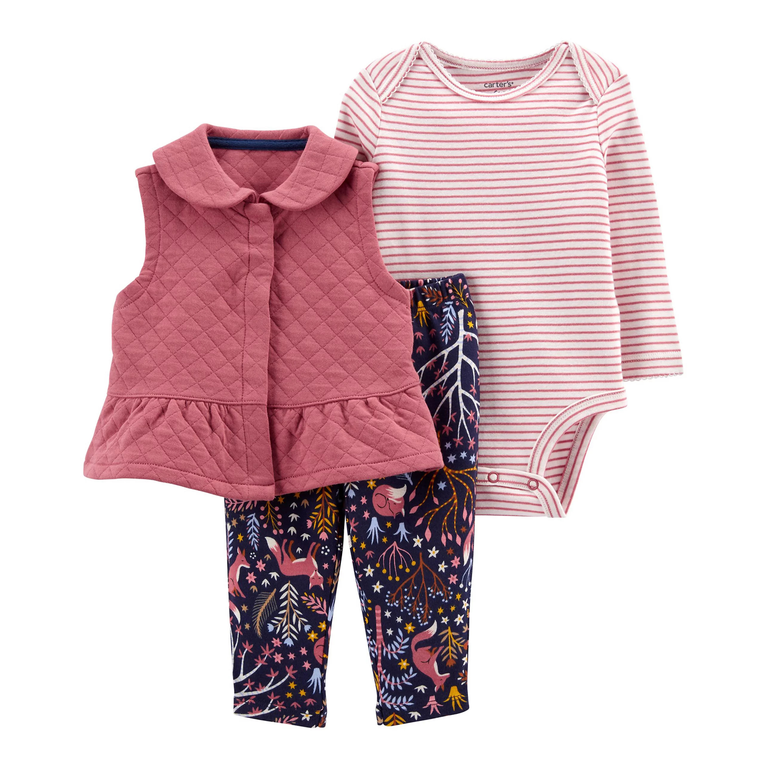 Baby Girl Carter's 3-Piece Little Vest Set | Kohl's