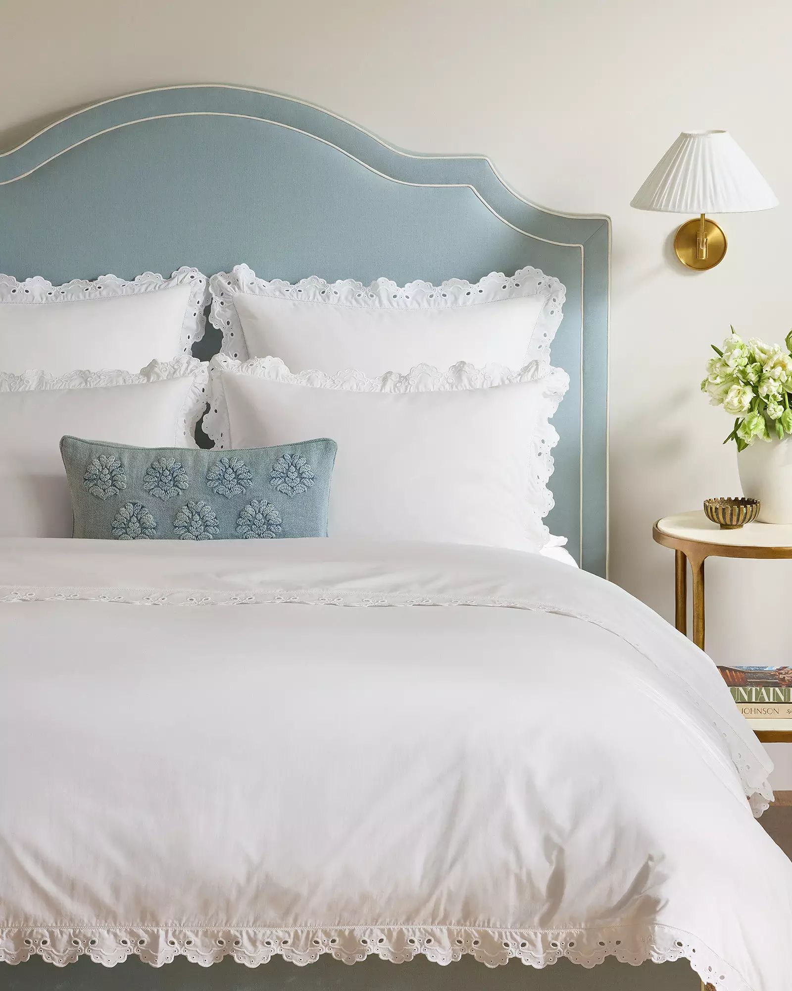 Antibes Eyelet Percale Duvet Cover | Serena and Lily