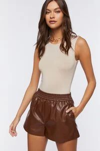 Mid-Rise Faux Leather Shorts | Forever 21 | Forever 21 (US)