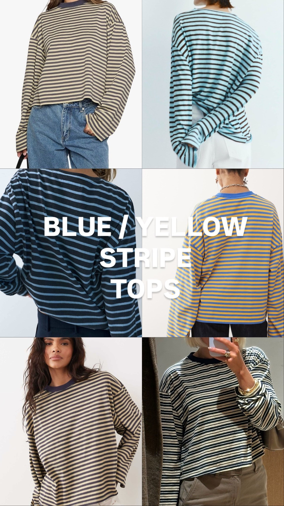 LOng sleeve stripe top 
Blue striped top
Yellow striped top 
Spring tops

#LTKootd #LTKgrwm #LTKWorkwear