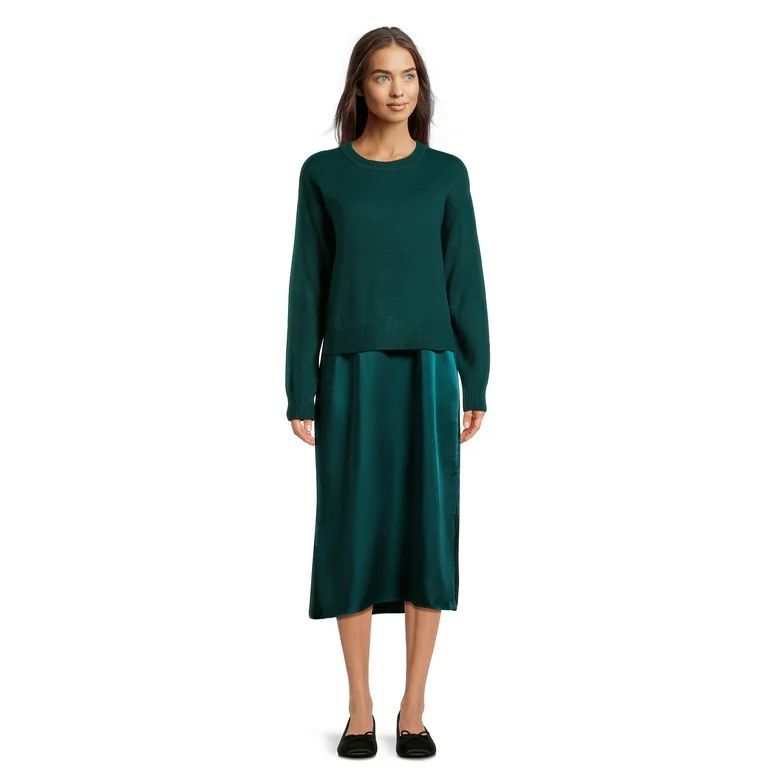 Time and Tru Women's Pullover Sweater Dress Set | Walmart (US)