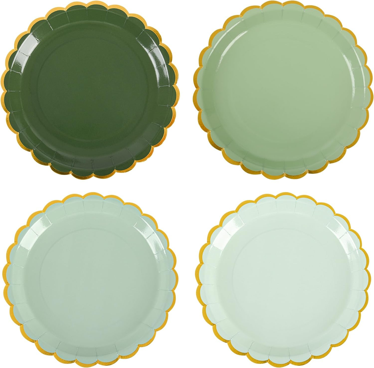 AimFun 24Pcs Sage Green and Gold Scalloped Paper Plates 9Inch | Amazon (US)