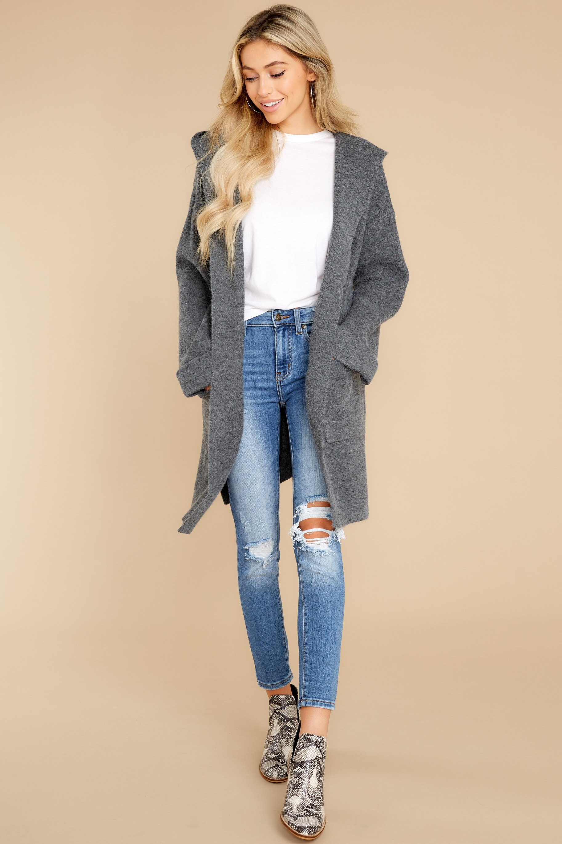 Chicago Skyline Charcoal Grey Cardigan | Red Dress 