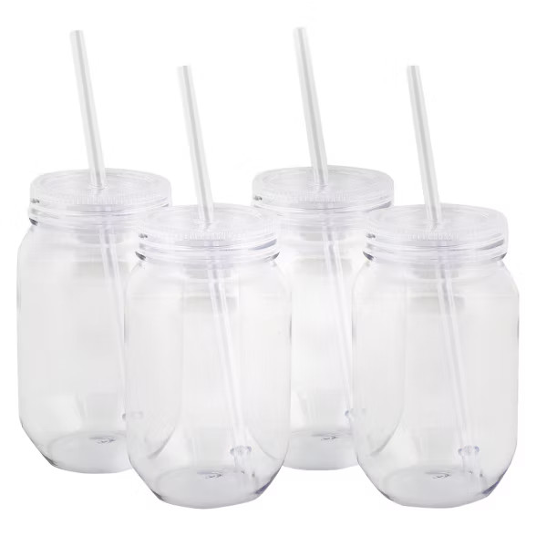 16oz 4ct Plastic Mason Jars | Target
