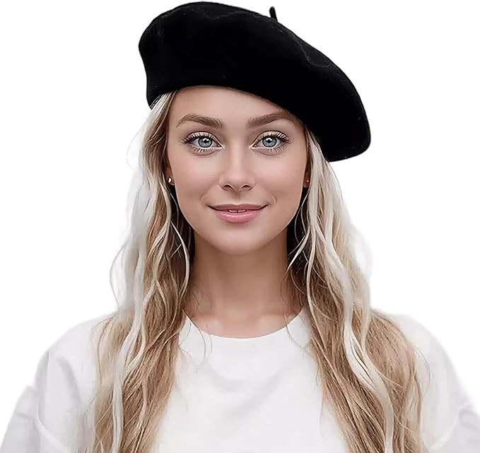 Lanzom Wool Blend Women Beret Hat French Beret Cap Winter Fashion Solid Color Hat for Women Girls... | Amazon (US)