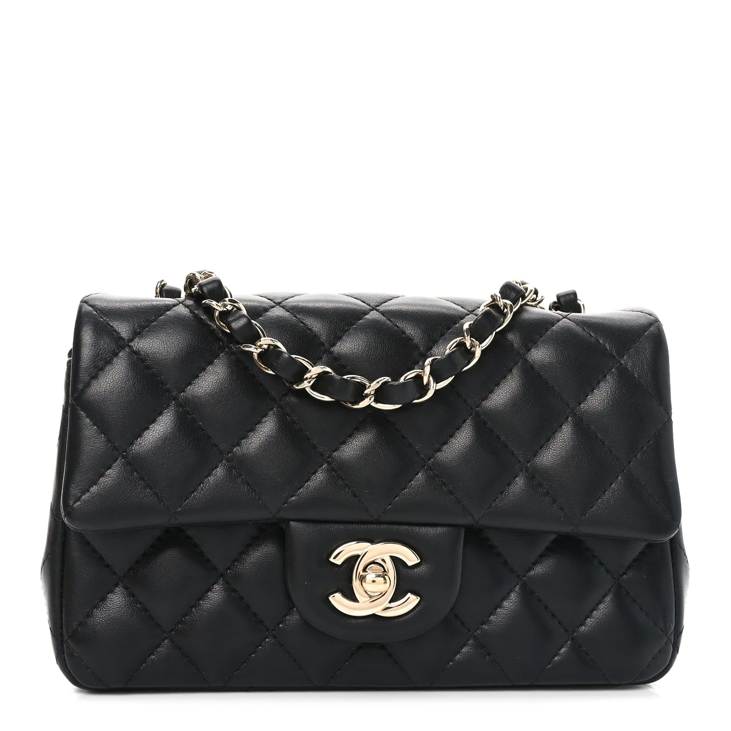 Chanel Lambskin Quilted Mini Rectangular Flap Black 1743838 | FASHIONPHILE (US)