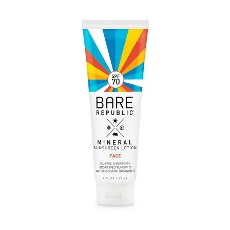 Bare Republic Mineral Sunscreen & Sunblock Face Lotion with Zinc Oxide, SPF 70, 2 fl oz | Walmart (US)