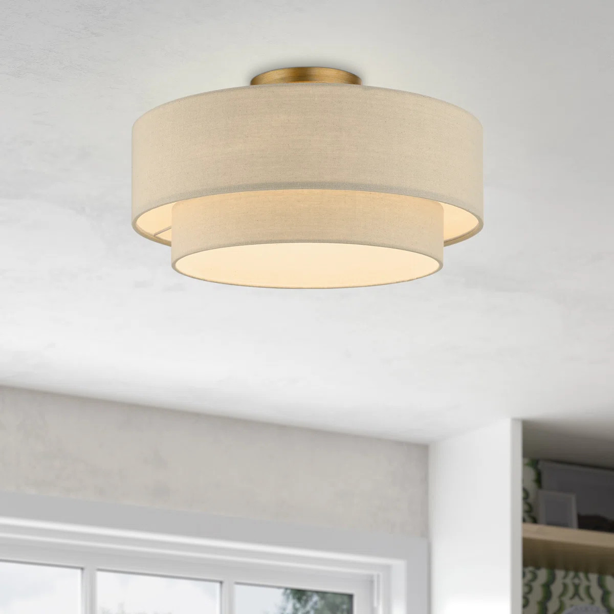 Bhagipuri Linen Blend Semi Flush Mount | Wayfair North America