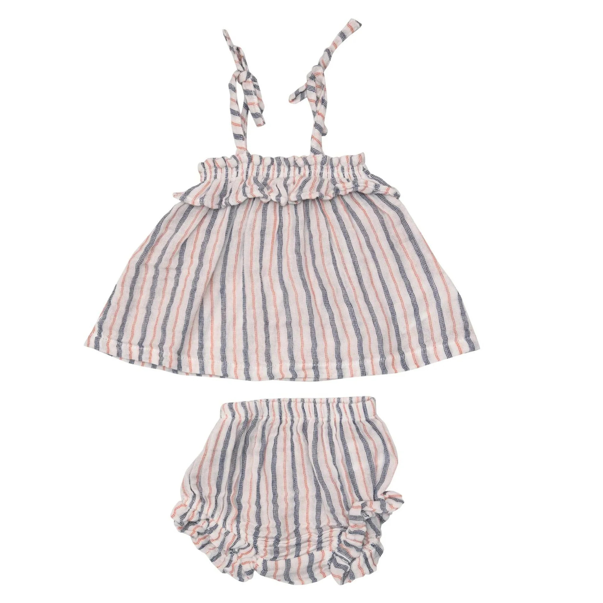 Ruffle Top & Bloomer, Nautical Ticking Stripe | SpearmintLOVE