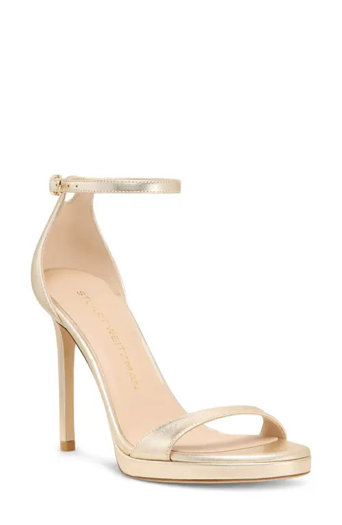 Stuart Weitzman Nudist Platform Sandal in Light Gold at Nordstrom, Size 5.5 | Nordstrom