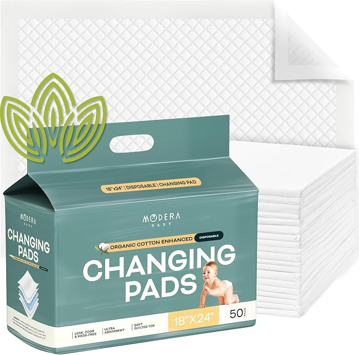 Organic Cotton Enhanced Disposable Changing Pad Liners | Large 18x24 Hypoallergenic Ultra Absorbe... | Amazon (US)