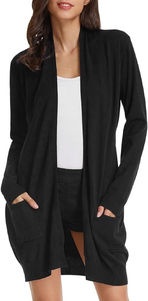 Essential Solid Open Front Long Knitted Cardigan Sweater for Women | Amazon (US)
