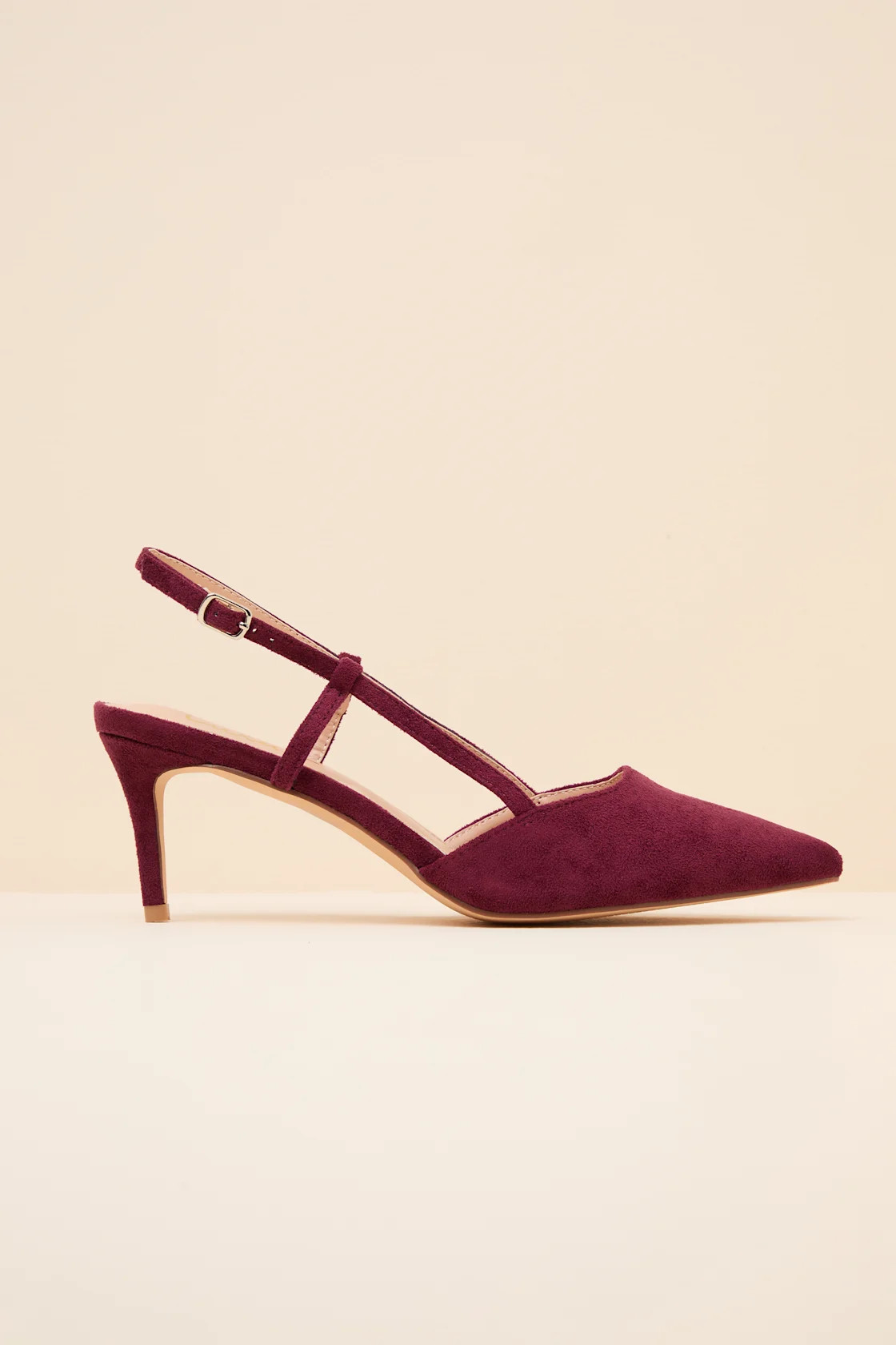 Cadey Burgundy Suede Pointed-Toe Slingback Pumps | Lulus