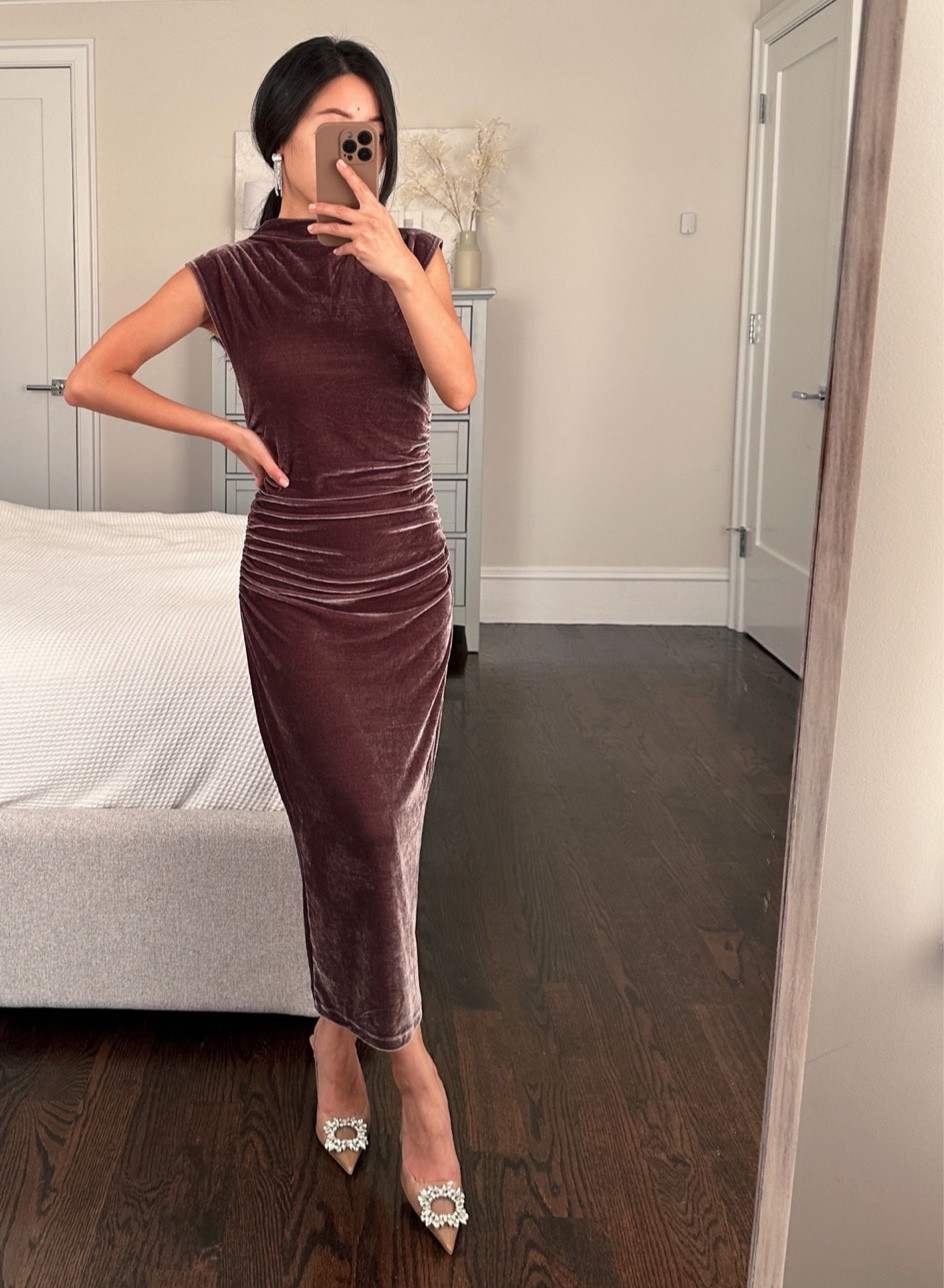 • affordable Velvet Ruched dress from Target, so good for holiday events! Also linked some kids finds I bought at target 

Shoes are zara, similar linked

Dress Looks more luxe than the price tag. Also Maternity bump friendly 

Try to find it locally using the in store for pickup feature if it’s sold out online. 

Very elegant and flattering for the price. Wearing Size XS and it’s loose on me since I'm usually an XXS . Would fit better if it’s tighter but this is comfortable. 

Armholes dip lower on me, so either wear a bra that you don't mind peeking out like a lace bralette or same-tones bra. The armholes would probably be too low on someone shorter than me (I’m 5 feet tall)

#petite holiday outfit party dress 

#LTKfindsunder50 #LTKparties #LTKCyberWeek