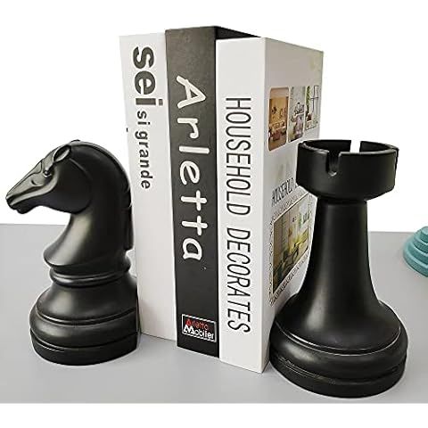 Decorative Bookends Chess Bookends, Black Book Ends Heavy Book Supports, Unique Bookends Decor fo... | Amazon (US)
