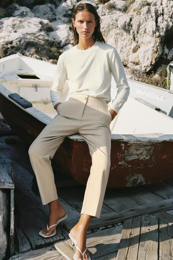 HIGH-WAIST CROPPED TROUSERS | Zara UK