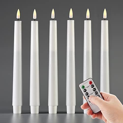 Eywamage White LED Taper Candles with Remote, Realistic Flickering Flameless Christmas Window Candle | Amazon (US)