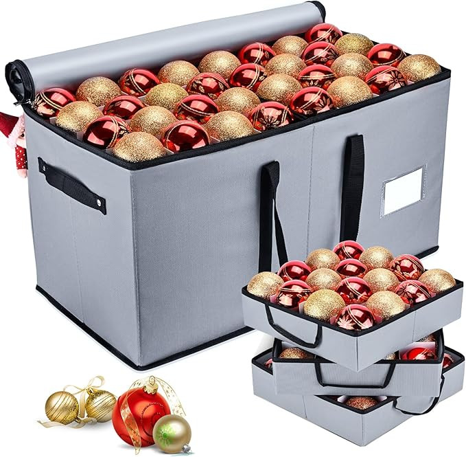 Mrrihand Christmas Ornament Storage Box, Ornament Storage Container with 8 Trays-Xmas Decoration ... | Amazon (US)