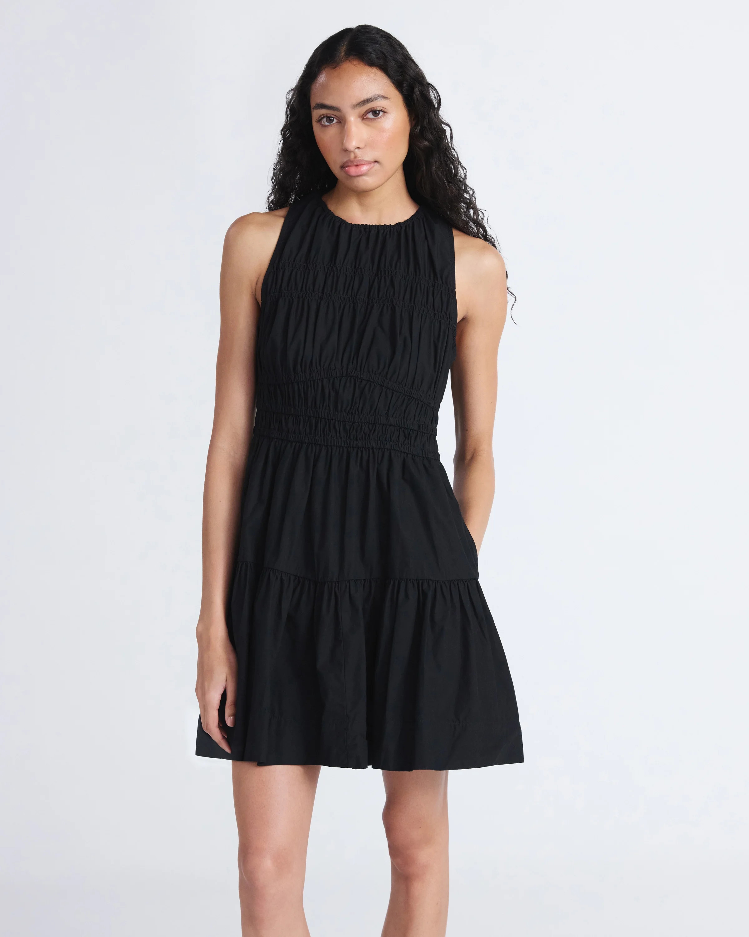 Free Assembly Women's Sleeveless Smocked Cotton Mini Dress with Back Tie, Sizes XS-XXL | Walmart (US)