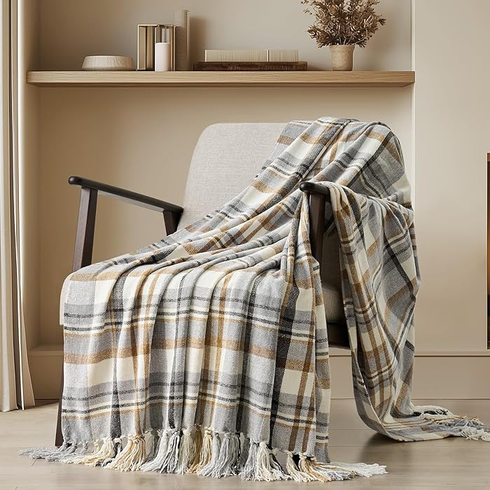 EverGrace Plaid Chenille Throw Blanket for Couch, Super Soft Cozy Decorative Farmhouse Plaid Thro... | Amazon (US)