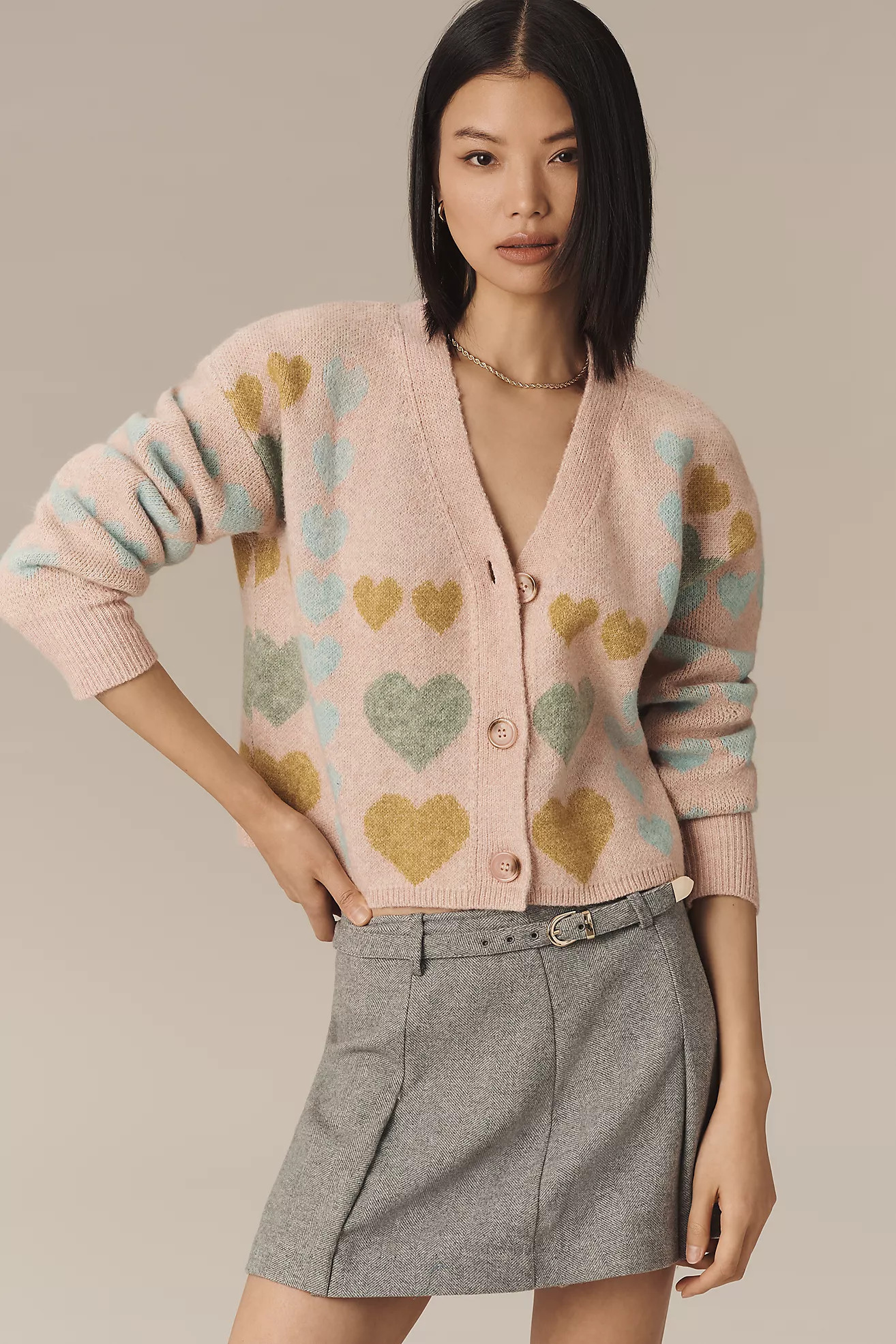 Free The Roses Pastel Heart Cardigan Sweater | Anthropologie (US)