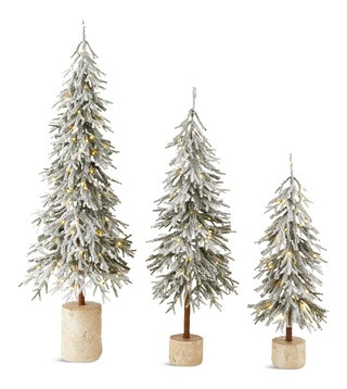 CANVAS Pre-Lit Flocked Downswept Potted Trees, 3-pk | Canadian Tire