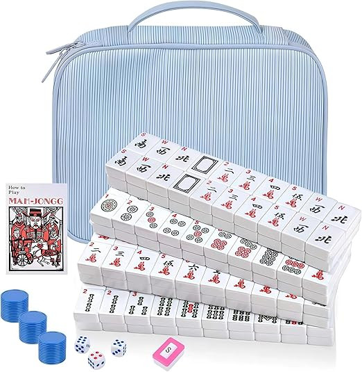 ALRALLI Portable American Mahjong Set, 166 Mahjong Tiles with Carrying Bag, 3 Dice, 40 Chips, Win... | Amazon (US)