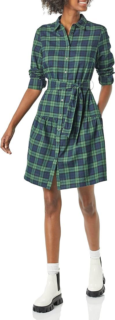 Amazon Essentials Women's Mini Feminine Flannel Shirt Dress | Amazon (US)