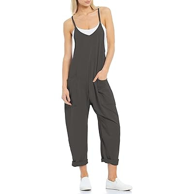 Tongmingyun Womens Casual Sleeveless Jumpsuits Spaghetti Strap Loose Romper Long Pants with Pockets | Amazon (CA)