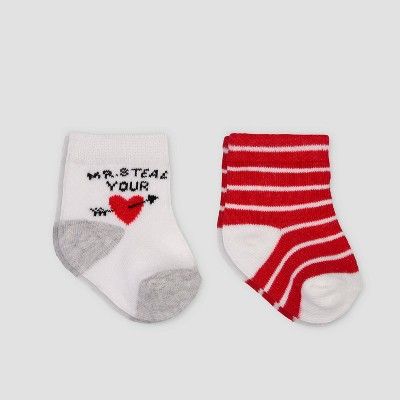 Baby Boys' 2pk Mr Steal Your Heart Crew Socks - Just One You® made by carter's Red | Target