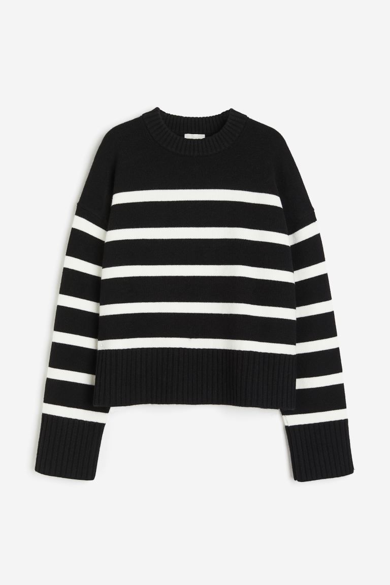 Loose Fit Sweater - Black/striped - Ladies | H&M US | H&M (US + CA)