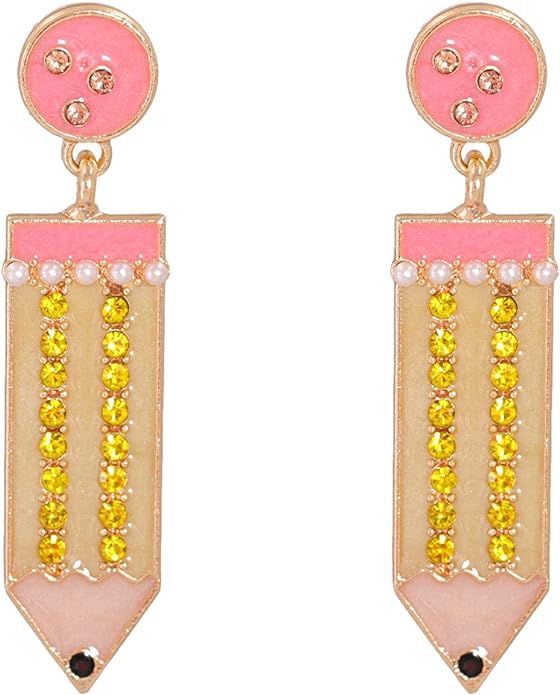 Funny Pencil Crystal Drop Dangle Earrings Stud Earrings for Women Teen Girls, Teachers, Professor... | Amazon (US)