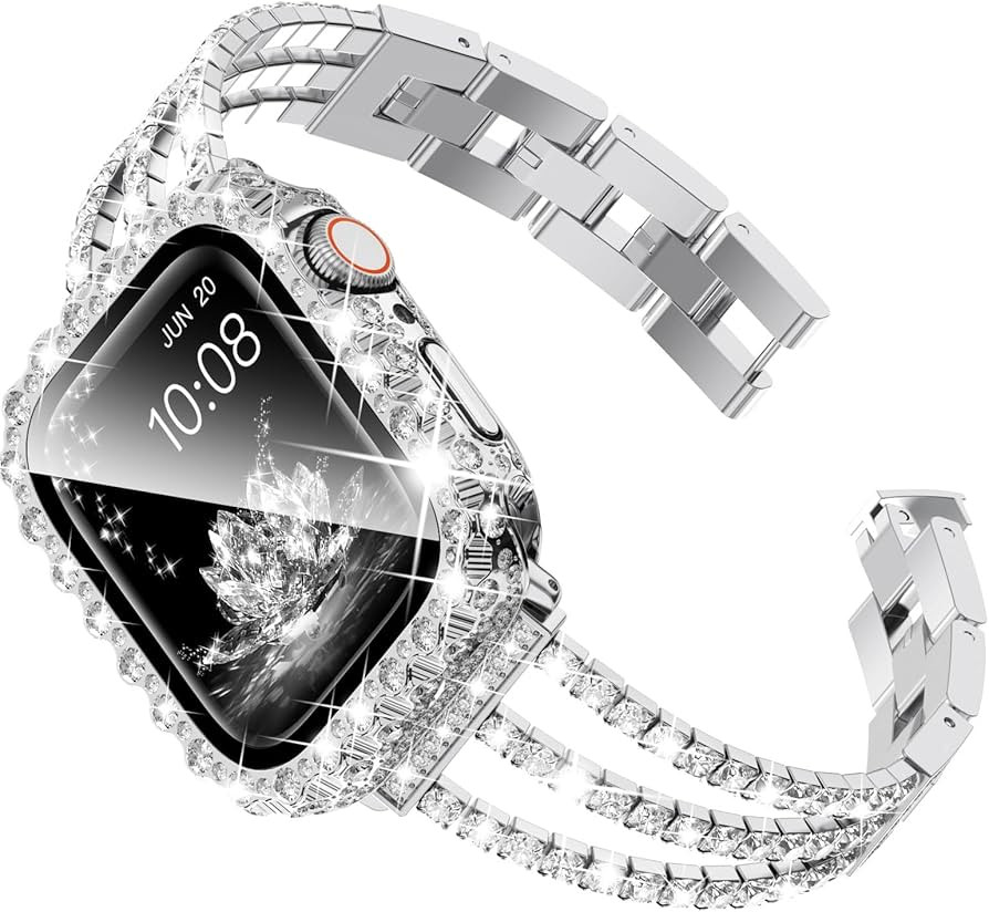 Surace Compatible with Apple Watch Bands 41mm for Women Series 9 8 7, Bling Diamond Rhinestone Li... | Amazon (US)