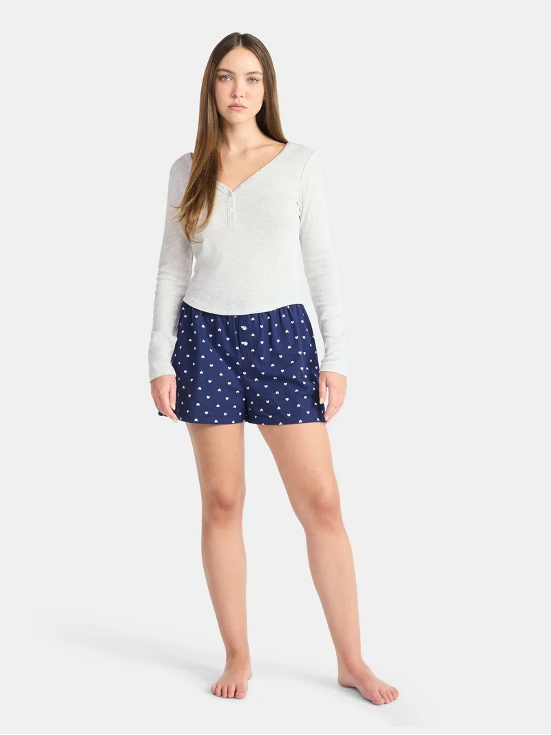 No Boundaries Henley Top with Long Sleeves, Women’s | Walmart (US)