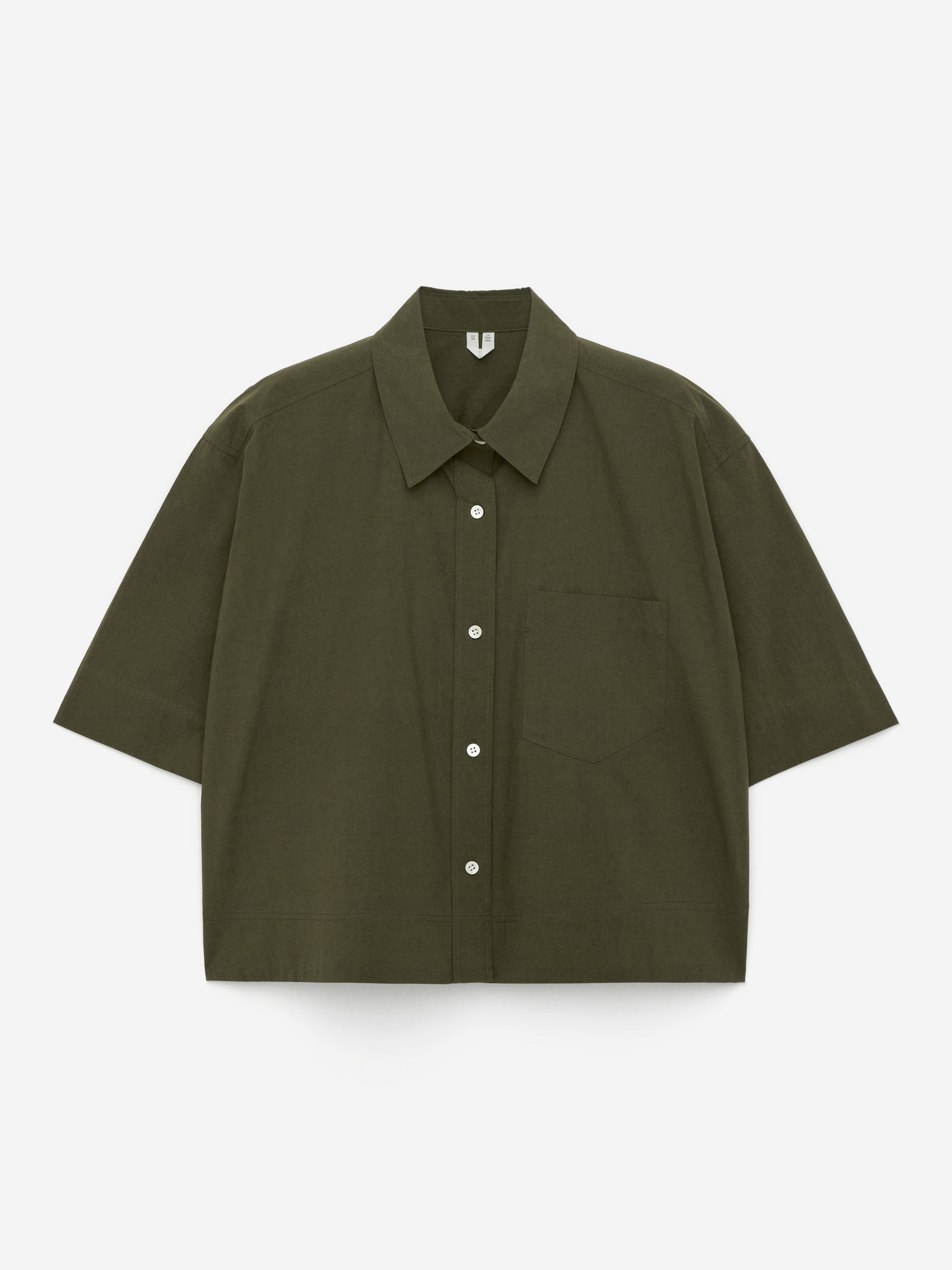 Short-Sleeve Cotton Shirt – Dark Khaki Green – ARKET GB | Arket UK