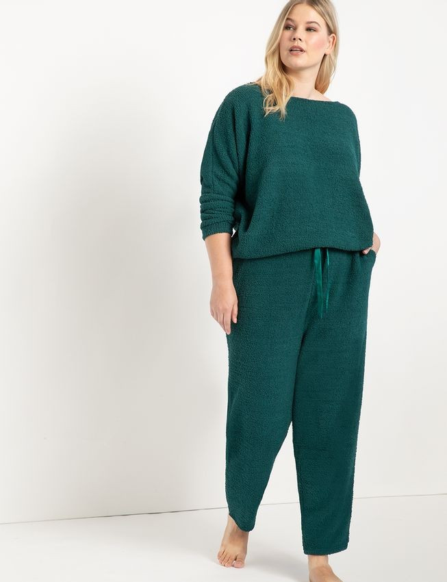 Satin Tie Detail Jogger Pant - Rain Forest | Eloquii