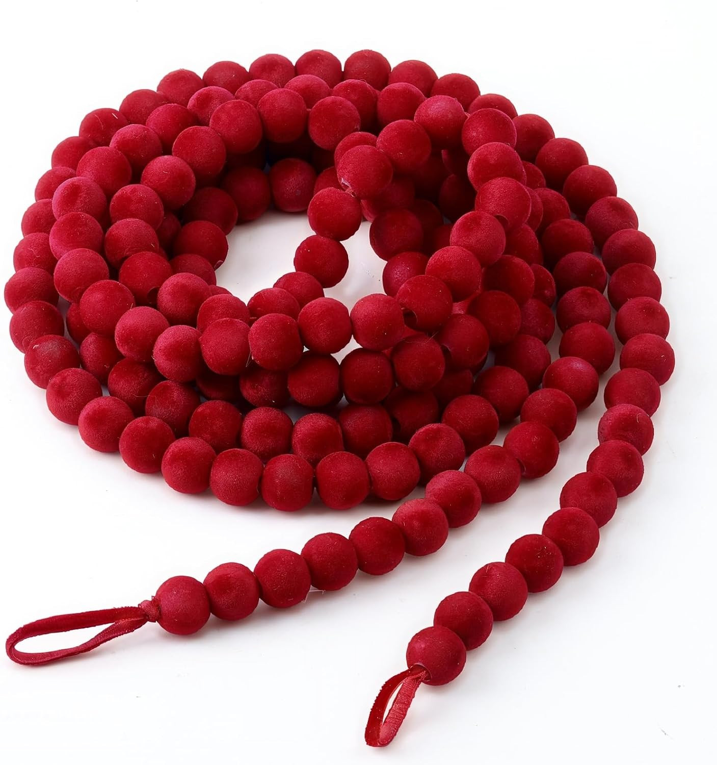ZenNex 12FT Christmas Velvet Bead Garland,Vintage Xmas Garland Classic Red | Amazon (US)