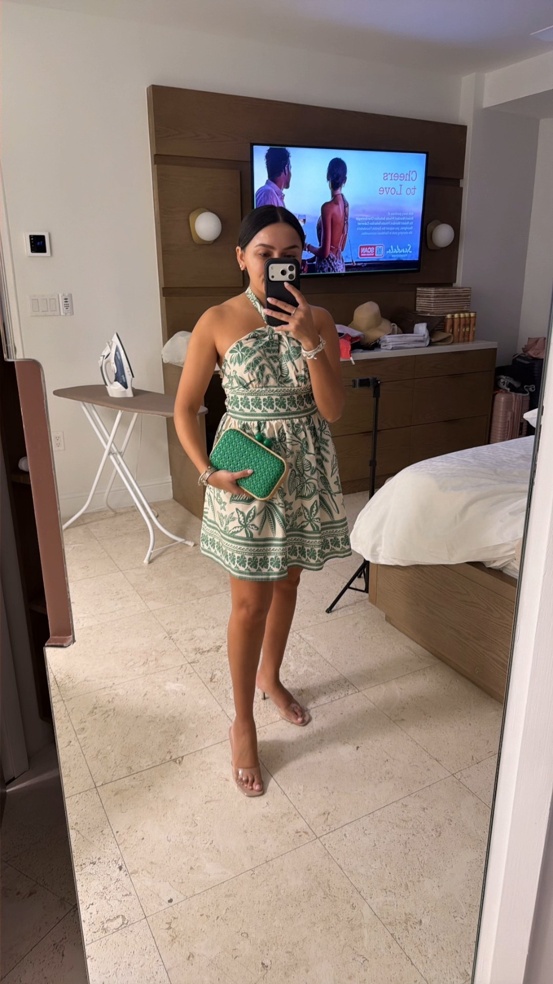 Dress size xs TTS 
Heels size 5 TTS 

#LTKPetite #LTKTravel #LTKootd